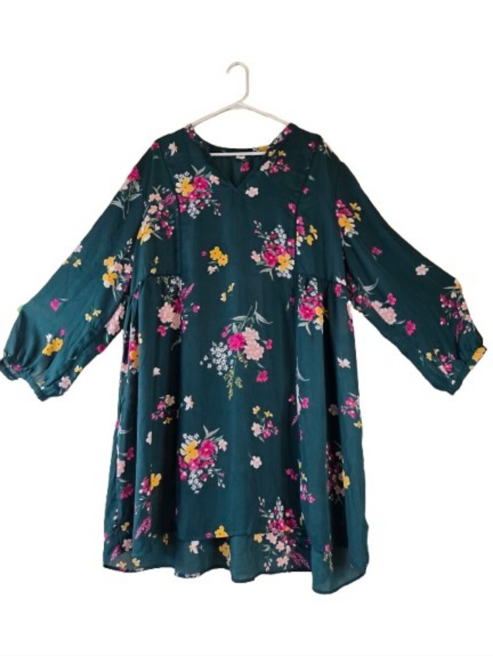 Old Navy Green Floral Babydoll Dress Size XXL